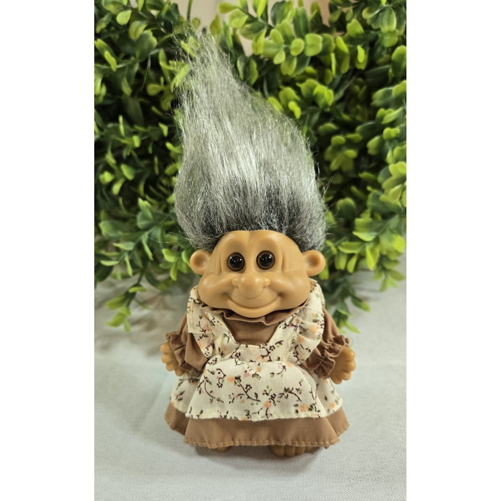 Vintage Russ Grandma Troll Doll #18521 Gray Hair 4.5" Very Rare Retro HTF Granny